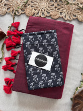 Marun Handloom Cotton Saree With Black Butti Print Blouse